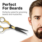 Full premium H&S grooming kit presentation featuring the golden hair cutting scissors resting inside the branded protective case.