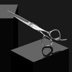 Side view highlighting the sleek open hand grip structure of Fromm hair cutting scissors