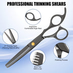 Complete WFOEJEJ haircutting accessories including combs hair clips and cleaning cloth flat lay