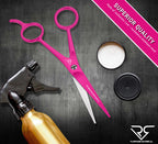 Rampage Surgical 6.5 inch pink hair shears packaged inside its protective pouch for salon hair cutting.