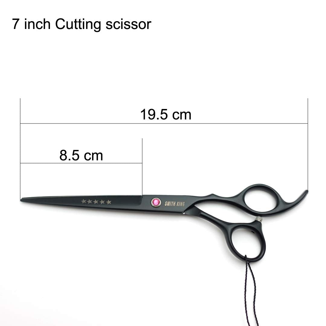 Premium black finish barber cutting and thinning scissors set