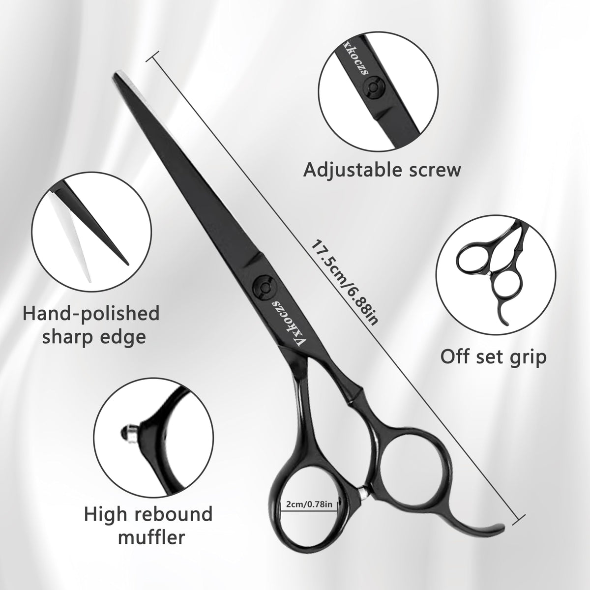 EOWLEN thinning scissors displaying the texturizing teeth for hair blending and volume reduction.