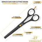 DEMAXA professional texturizing scissors kit with protective leather pouch and styling comb.