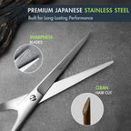 Lightweight Ruvanti grooming shears showing the adjustable comfort finger inserts.