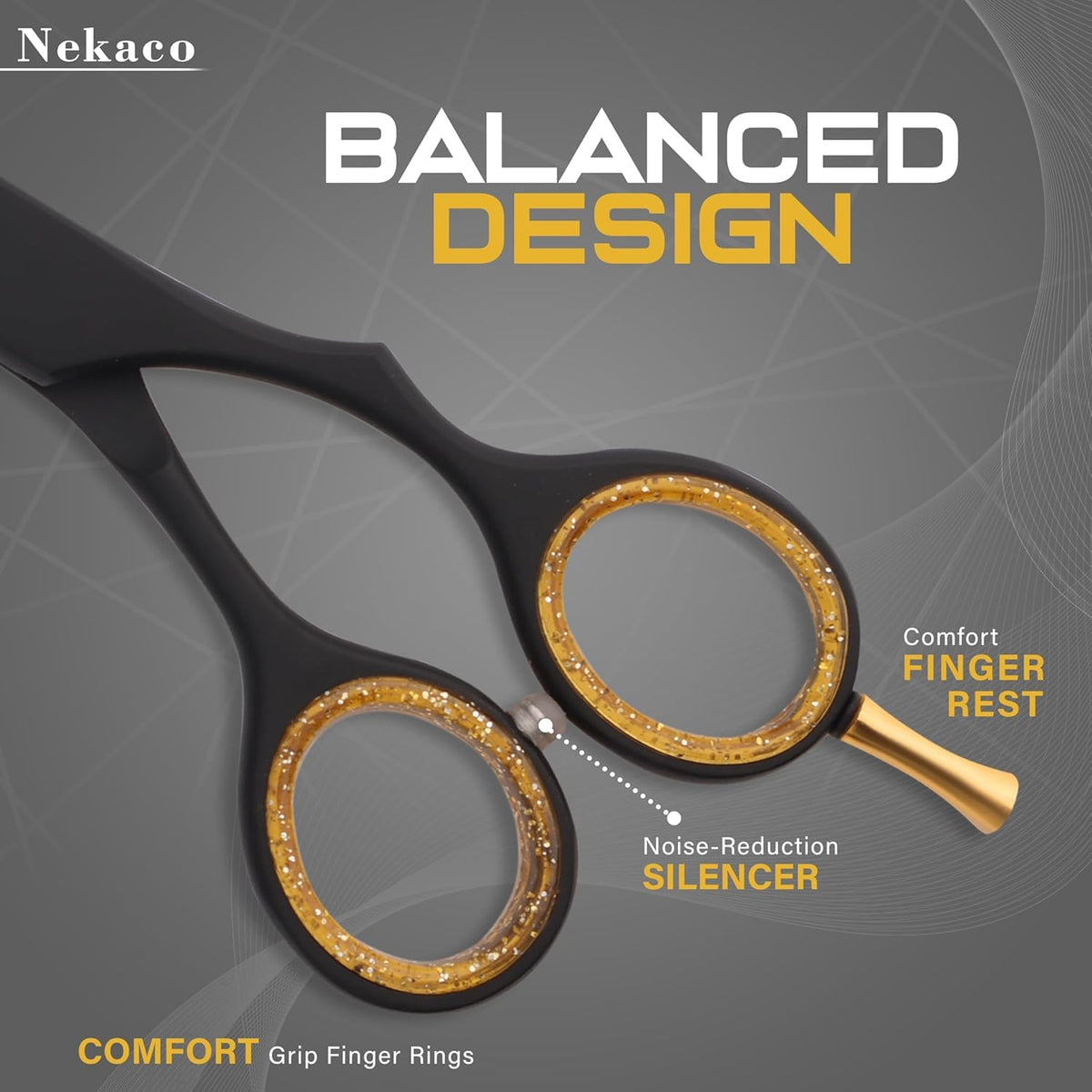 Premium black hair scissors 6.5 inches displayed alongside the included protective leather storage pouch