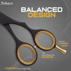 Close up view of the gold adjustable tension screw on the Haryalilondon professional hairdressing shears