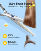 ULG safety shears for baby haircuts showcasing the comfortable large finger holes.