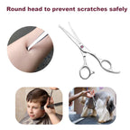 Lplpgg child safe barber shears set showing the secure blunt tips and polished steel blades