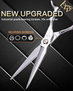 Close up view of the ergonomic handle and tension screw on Fagaci professional hair shears