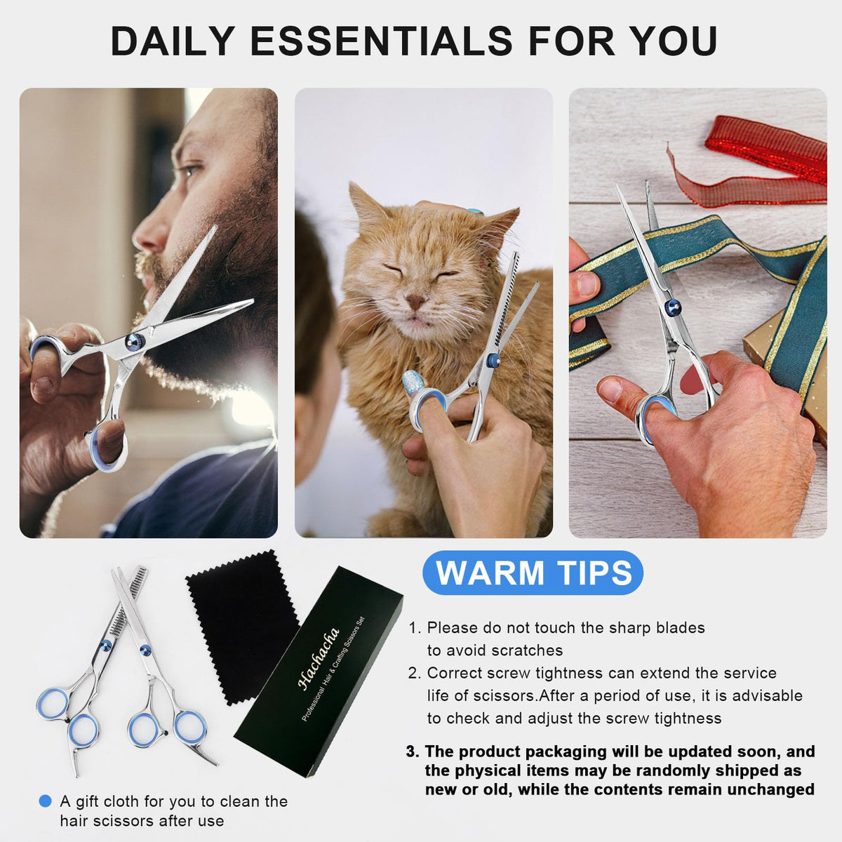 Professional hairdressing scissors kit for home salon grooming application