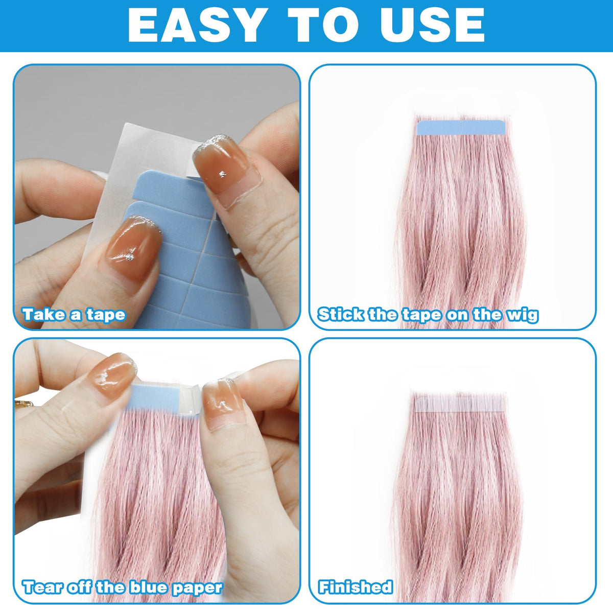 Canipha replacement extension tape bundle highlighting the moisture proof adhesive tabs for human hair styling