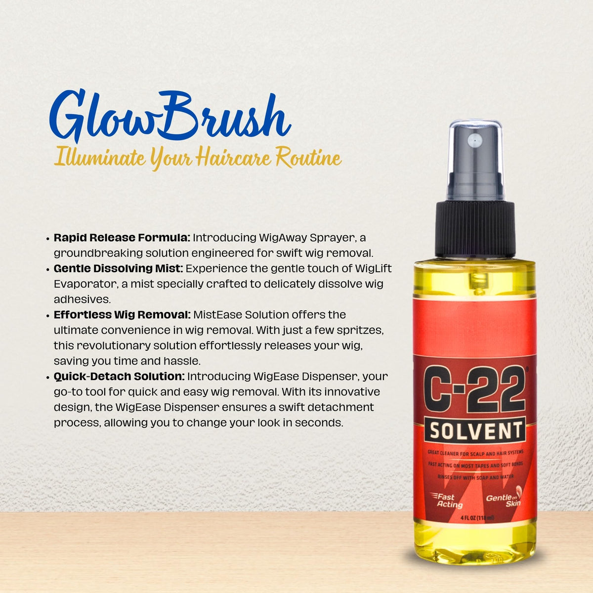 Fast acting citrus solvent spray bottle showing instructions for removing tape in extensions safely.
