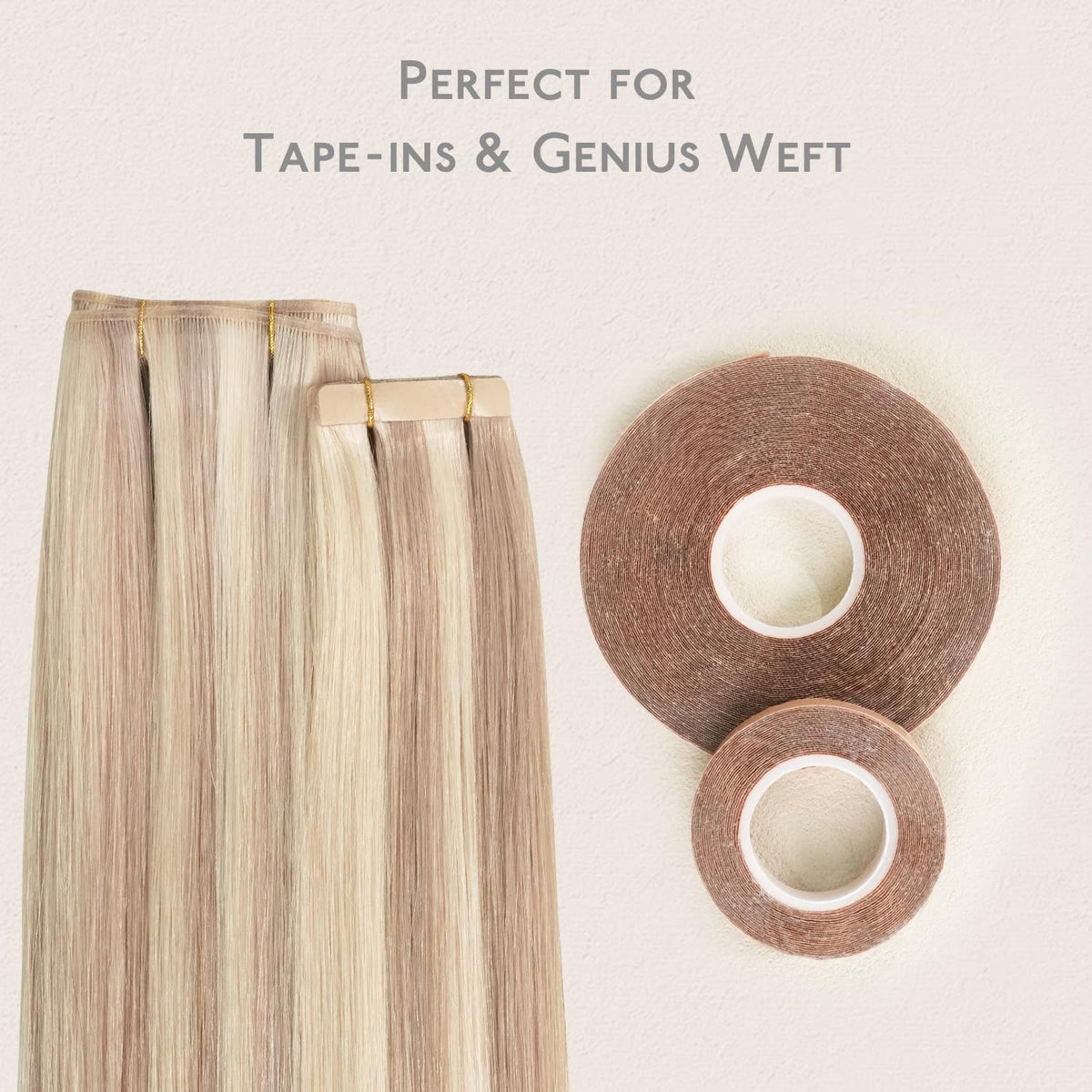 Side angle view of the three yards long WENNALIFE double sided hair adhesive roll