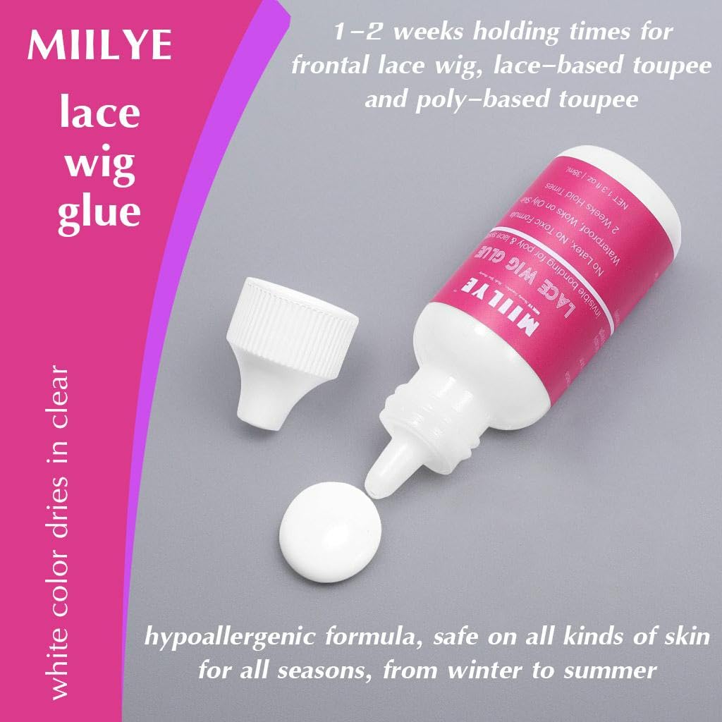 MIILYE undetectable invisible hair bond glue for poly hairpieces and front lace installs