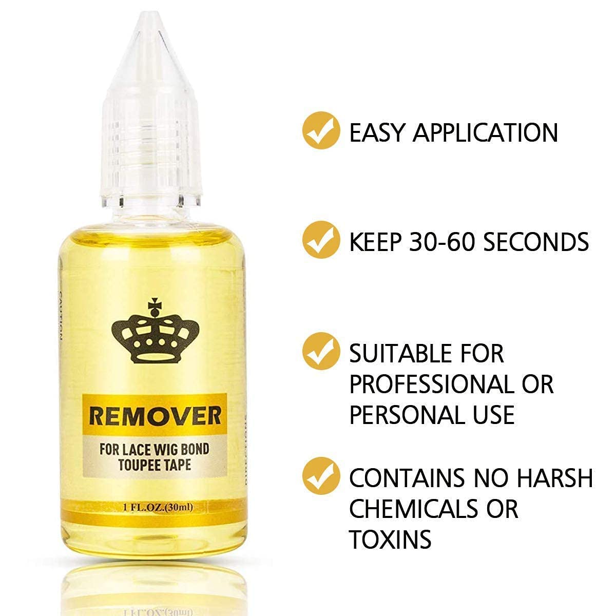 Amyqueen wig glue remover bottle showing citrus oil ingredients for sensitive scalps