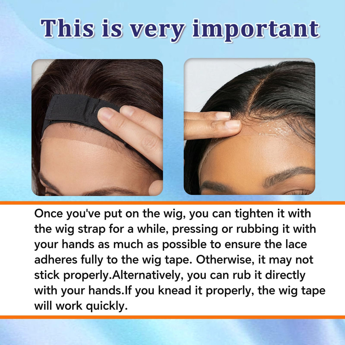 Detail of transparent double sided wig tape backing