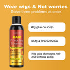 Luxfume protective shield showing the scalp protection application under a stocking wig cap.