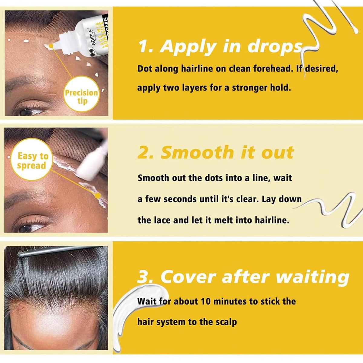 Goiple fast dry transparent lace adhesive back label instructions