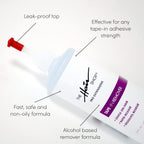 Alcohol based oil free tape extension remover solution being applied to hair wefts
