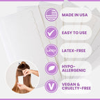 Close up view of the four centimeter double sided extension tape tabs for hair reapplication