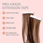 Hypoallergenic clear matte extension adhesive strips close up view