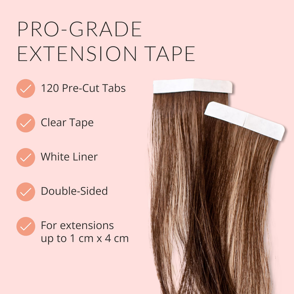Hypoallergenic clear matte extension adhesive strips close up view