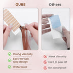Back of MIILYE hair extension tape packaging with clear instructions regarding the six weeks long lasting hold time.