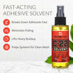 C-22 Solvent adhesive remover bottle showcasing the fast-acting citrus-based liquid formula.