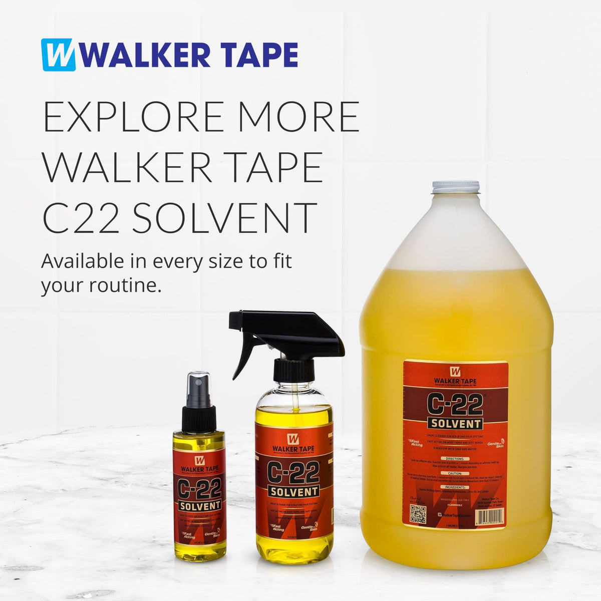 Walker Tape C-22 adhesive solvent remover packaging detailing the oil-based bond release formula.