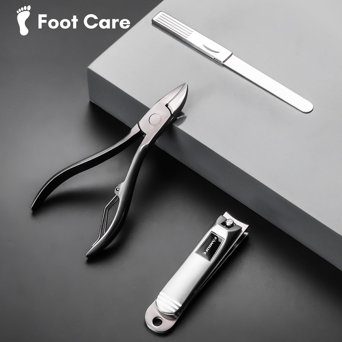 Manicure and pedicure kit in brown PU leather storage case