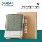 Side profile of MR.GREEN travel grooming set in green
