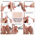 Professional manicure kit tools organized in leather pouch