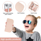 Side view of portable rose gold manicure set for travel