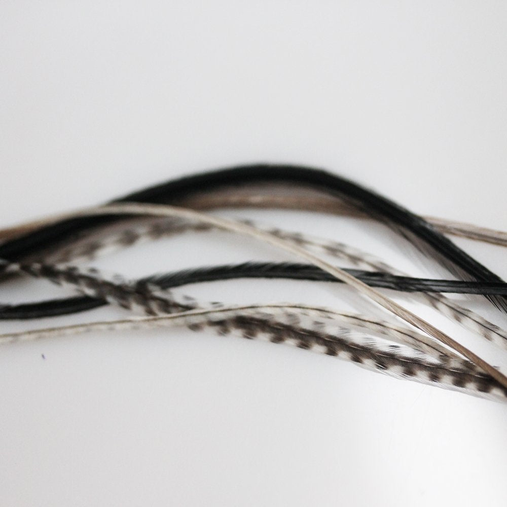 Side profile of feather extension in hair
