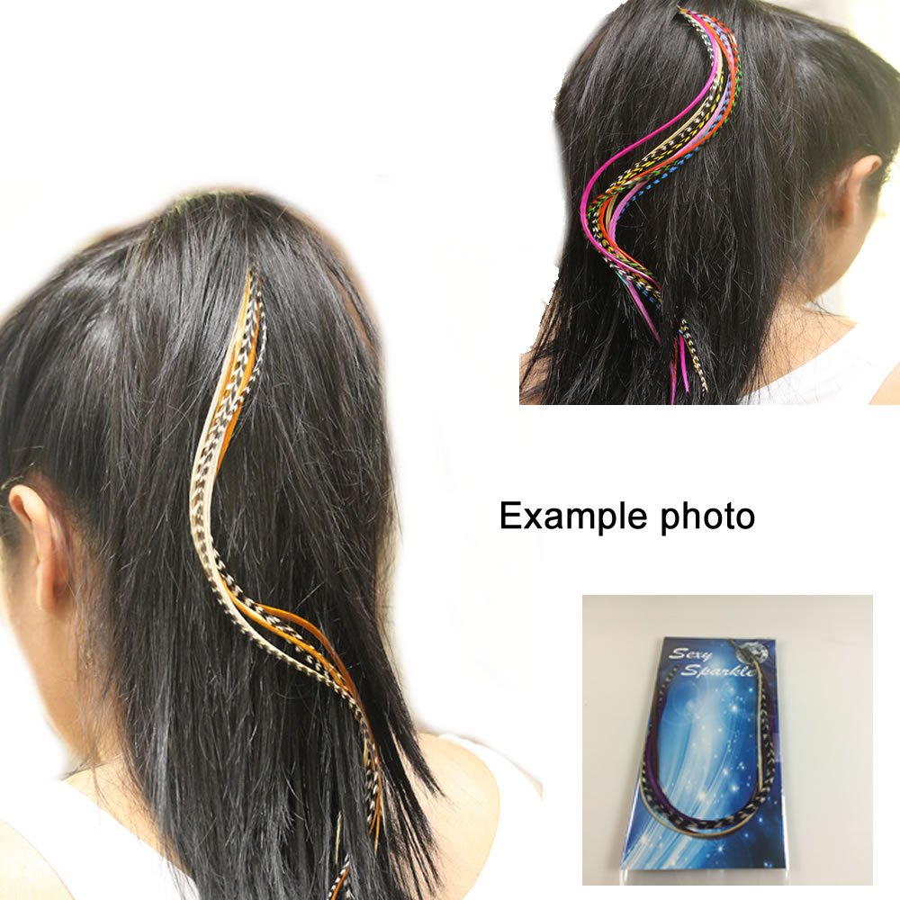 Sexy Sparkles feather hair extension length comparison