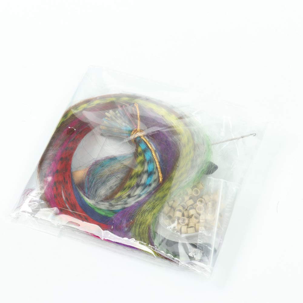 Variety of synthetic feather colors in the Soraka Hair kit