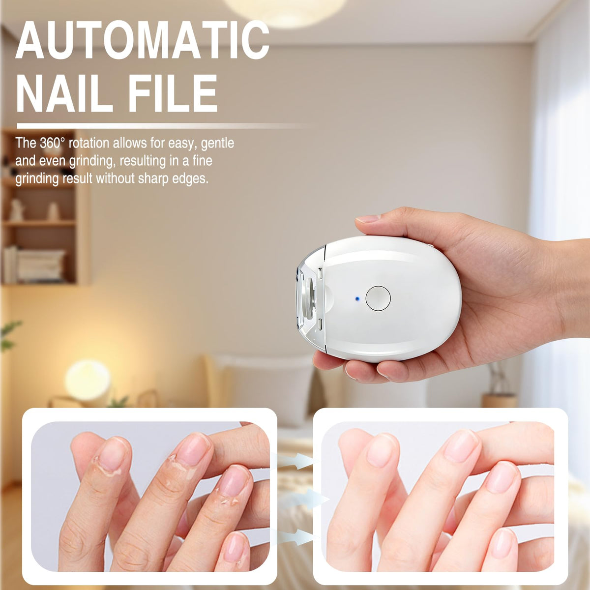 Qurax electric nail trimmer showing the curved blade design
