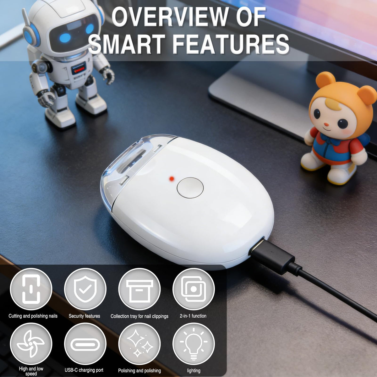 Portable Qurax electric nail care tool held in hand