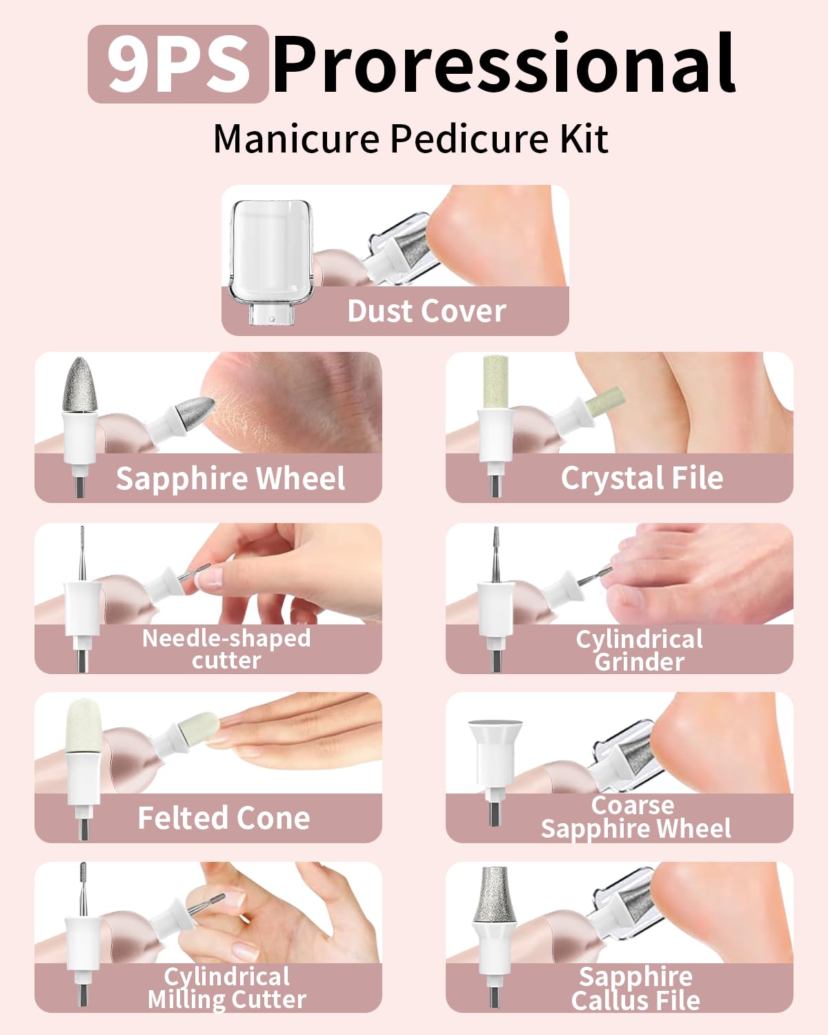 Hoxida rechargeable nail care device with dust shield