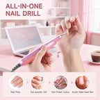 Pink Hqmphq portable e-file machine showing USB charging cable