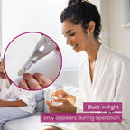 Beurer premium white nail drill handle showing ergonomic non-slip grip and protective dust cap