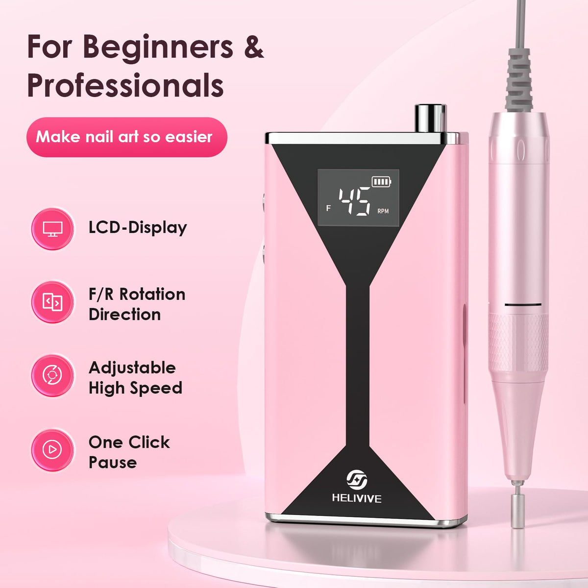 Helivive nail drill kit components and accessories