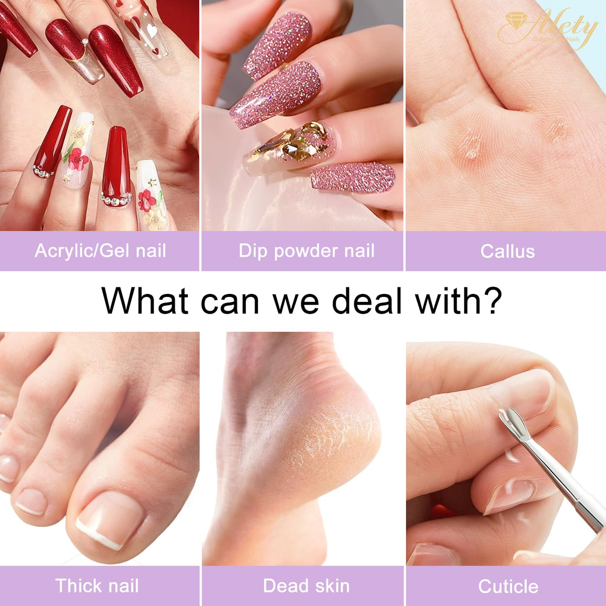 Alety portable electric nail file machine with attached USB power cable and speed adjustment controller