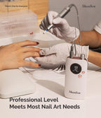 Ergonomic aluminum handpiece of the MelodySusie rechargeable nail drill highlighting the upgraded anti-overheating ventilation slots