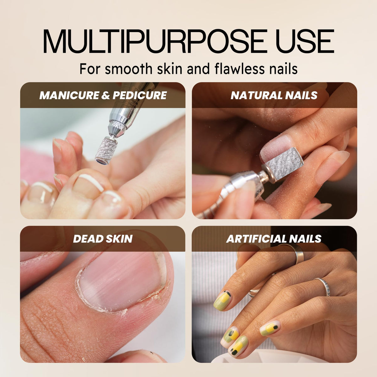 Side view of Pana nail drill accessories for acrylic and gel