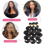 Soft and bouncy unprocessed Brazilian virgin hair bundles showcasing natural wave patterns.