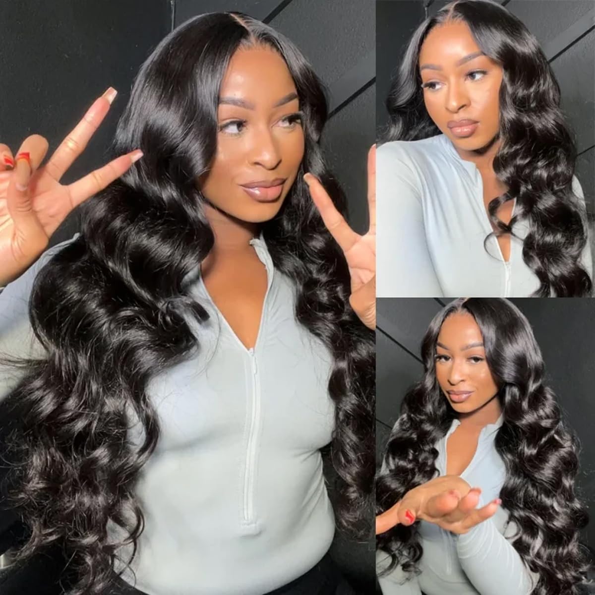Premium 100% human hair extensions showing the lustrous sheen of virgin Brazilian hair.