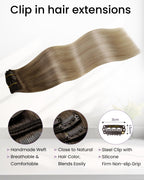 LaaVoo human hair clip ins four layer weft design detailed view