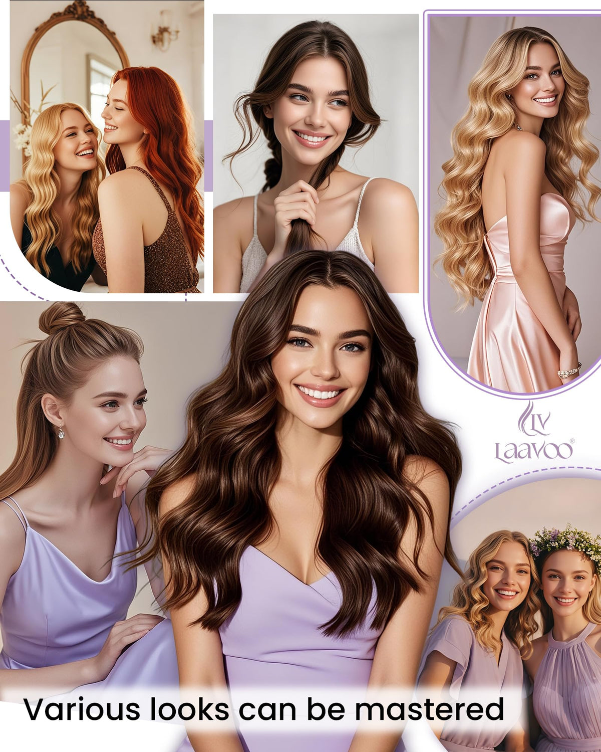 LaaVoo premium human hair clip ins authentic imported packaging display