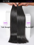 LUVME HAIR Yaki straight texture blending seamlessly with dark hair roots